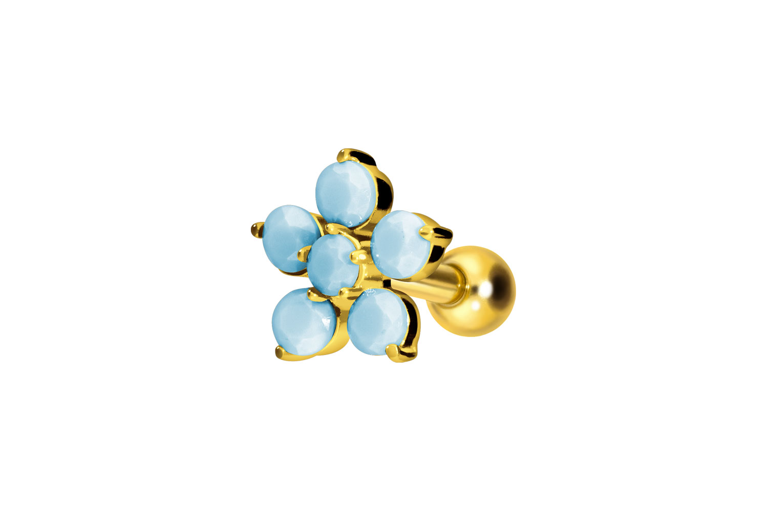 Titan Ohrpiercing mit Innengewinde BLUME + SYNTHETISCHE TÜRKISE
